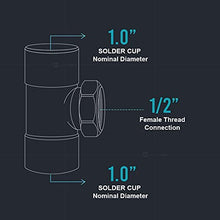 Load image into Gallery viewer, Supply Giant DDGU1112 C X F Lead Free Cast Brass Tee Fitting with Solder Cups and Female Threaded Branch, 1" x 1" x 1/2"