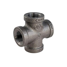 Load image into Gallery viewer, Black Malleable Cross Fitting