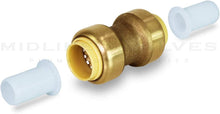 Load image into Gallery viewer, Supply Giant VQTD1-5 Straight Coupling Pipe Fittings Push to Connect Pex Copper, CPVC, 1 Inch, Brass Pack of 5