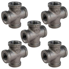 Load image into Gallery viewer, Black Malleable Cross Fitting