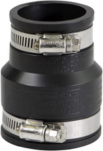 Load image into Gallery viewer, Supply Giant 6I53 Flexible Pvc Reducing Coupling with Stainless Steel Clamps, 2 x 1-1/2 Inch, Black