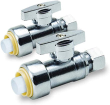 Load image into Gallery viewer, Pushlock UPSSC1214 1/4 Turn Straight Stop Valve Water Shut Off 1/2 Push x 1/4 Inch Compression, Chrome