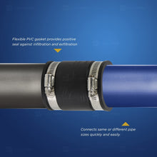 Load image into Gallery viewer, Supply Giant 6I47 Flexible PVC Coupling With Stainless Steel Clamps, 2", Black