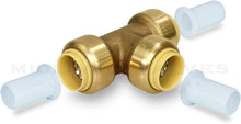 Load image into Gallery viewer, Supply Giant VQFU34-5 Tee Pipe Fittings Push to Connect Pex Copper, CPVC, 3/4 Inch, Brass Pack of 5, 5 Count