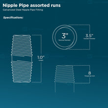Load image into Gallery viewer, Supply Giant OQHM3000 Close Galvanized Steel Nipple Pipe Fitting with 3" Nominal Size Diameter