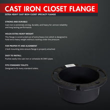 Load image into Gallery viewer, Raven DGDY6434 Extra Heavy Cast Iron Closet Flange, 4" x 2-1/2", 2-1/2”, Black
