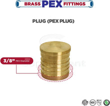 Load image into Gallery viewer, Supply Giant FQQM0038-5 PEX Barb Plug End Cap Pipe Fitting, 3/8", Brass