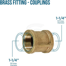 Load image into Gallery viewer, Supply Giant CSDQ0114 1-1/4'''' Two Female NPT Threaded Lead Free Coupling, Connecting Pipes and Fittings, Brass Construction, Higher Corrosion Resistance, Economical & Easy to Install, 18