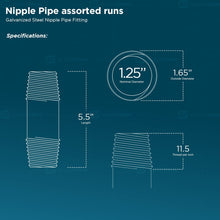Load image into Gallery viewer, Everflow NPGL11100-10, Pre Cut Industrial Steel Closed Nipple Pipe, Connectors, Used To Build DIY Furniture, Threaded Pipes and Fittings