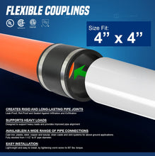 Load image into Gallery viewer, Supply Giant 6I49 Flexible PVC Coupling With Stainless Steel Clamps, 4", Black