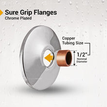 Load image into Gallery viewer, Supply Giant F-25370-25 5/8 inch Sure Grip Flange Escutcheon Plate for Copper Tubing, Shallow, Chrome (Pack of 25)