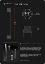 Load image into Gallery viewer, Supply Giant QDCM3872 72" Long Pre-Cut Black Steel Pipe with 3/8" Nominal Size Diameter