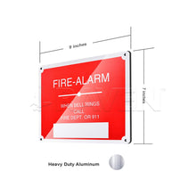 Load image into Gallery viewer, Supply Giant TJHO#8 Fire Safety Sign Fire Alarm- When Bell Rings Call Fire Dept. or 911, Heavy Duty Aluminum, 7 in. X 7 in.