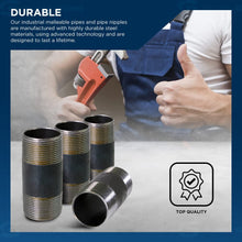 Load image into Gallery viewer, Supply Giant OQCM2040 4" Long Black Steel Nipple Pipe Fitting with 2" Nominal Size Diameter
