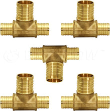 Load image into Gallery viewer, Supply Giant QYSU3410-5 Barb Reducing Tee Pipe Fittings, 3/4" X 3/4" X 1", Brass (Pack of 5}