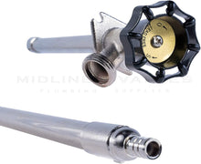 Load image into Gallery viewer, Sillcock Pipe Chrome Plated Brass Body Frost Free 4 inch Long with 1/2 inch PEX Connection and 3/4 inch Hose Bib Lead Free