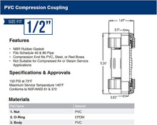Load image into Gallery viewer, Midline Valve PVC Compression Coupling Pipe Fitting