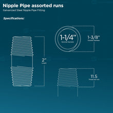 Load image into Gallery viewer, Everflow NPGL11100-10, Pre Cut Industrial Steel Closed Nipple Pipe, Connectors, Used To Build DIY Furniture, Threaded Pipes and Fittings