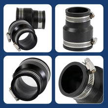 Load image into Gallery viewer, Supply Giant 6I53 Flexible Pvc Reducing Coupling with Stainless Steel Clamps, 2 x 1-1/2 Inch, Black
