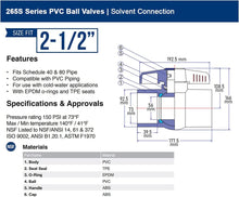 Load image into Gallery viewer, Midline Valve PVC Ball Valve Blue T-Handle for Potable Water 1/2 in