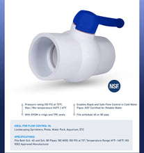 Load image into Gallery viewer, Midline Valve PVC Ball Valve Blue T-Handle for Potable Water 1/2 in