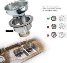Load image into Gallery viewer, Highcraft 97353 Kitchen Sink Basket Strainer Replacement for Kohler Style Drains Stainless Spring Steel Stopper