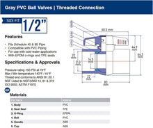 Load image into Gallery viewer, Midline Valve PVC Ball Valve with Pink T-Handle for Potable Water Use