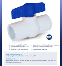 Load image into Gallery viewer, Midline Valve PVC Ball Valve Blue T-Handle for Potable Water 1/2 in