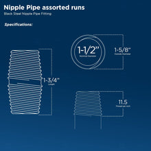 Load image into Gallery viewer, Supply Giant OQCM1500 Close Black Steel Nipple Pipe Fitting with 1-1/2" Nominal Size Diameter