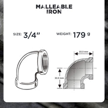 Load image into Gallery viewer, Everflow Supplies 90 Degree Malleable Iron Elbow Fitting for High Pressures with Female Thread Connects