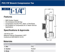 Load image into Gallery viewer, Midline Valve PVC Compression Tee Pipe Fitting with FIP Branch