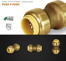 Load image into Gallery viewer, Supply Giant VQTD1-5 Straight Coupling Pipe Fittings Push to Connect Pex Copper, CPVC, 1 Inch, Brass Pack of 5