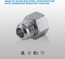 Load image into Gallery viewer, Flextron FTGF-38F38 Gas Connector Adapter Fitting with 3/8" Outer Diameter Flare Thread x 3/8" FIP, Uncoated, for Log & Space Connectors, Excellent Corrosion Resistance, Stainless Steel