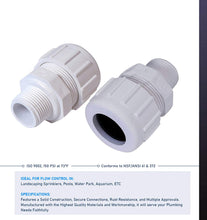 Load image into Gallery viewer, Midline Valve PVC Compression x Male Adapter Pipe Fitting