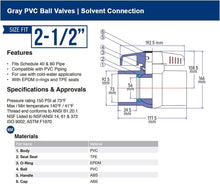 Load image into Gallery viewer, Midline Valve PVC Ball Valve with Pink T-Handle for Potable Water Use