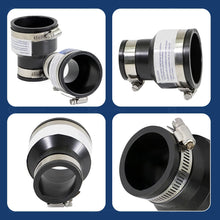 Load image into Gallery viewer, Supply Giant 6I55 Flexible Pvc Reducing Coupling with Stainless Steel Clamps, 3 x 2 Inch, Black