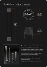 Load image into Gallery viewer, Supply Giant QDCM1172 72" Long Pre-Cut Black Steel Pipe with 1-1/4" Nominal Size Diameter