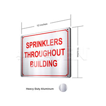 Load image into Gallery viewer, Supply Giant TJHO#5 Fire Safety Sign Sprinklers Throughout Building, Heavy Duty Aluminum, 10 in. x 12 in.