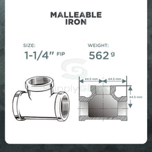 Load image into Gallery viewer, Everflow Supplies High Pressure Galvanized Malleable Tee Fitting with Female Threaded Connections, 1/4"