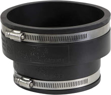Load image into Gallery viewer, Supply Giant 6I59 Flexible Pvc Reducing Coupling with Stainless Steel Clamps, 5" x 4", Black