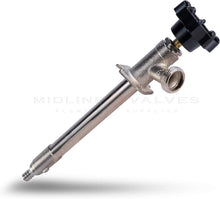 Load image into Gallery viewer, Sillcock Pipe Chrome Plated Brass Body Frost Free 4 inch Long with 1/2 inch PEX Connection and 3/4 inch Hose Bib Lead Free