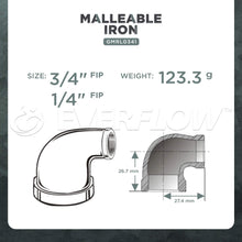 Load image into Gallery viewer, Everflow Supplies 90 Degree Galvanized Malleable Iron Reducing Elbow for High Pressures