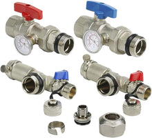Load image into Gallery viewer, Midline Valve PEX Manifold 1/2 in. for Radiant Heating System; with Valves, Vents, Gauges, and Mounting Brackets