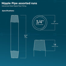 Load image into Gallery viewer, SUPPLY GIANT OQHM3412 Nipple Pipe, 3/4" x 12", Galvanized
