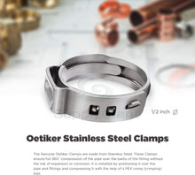 Load image into Gallery viewer, SUPPLY GIANT QYLU-DS34-70 Oetiker Style Pinch Clamps Pex Cinch Rings 1/2 INCH, Stainless Steel Pack of 50