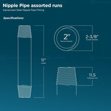 Load image into Gallery viewer, Supply Giant OQHM2012 Nipple Pipe, 2" x 12", Galvanized