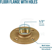 Load image into Gallery viewer, Supply Giant CSGG0012 1/2 in. Female NPT Threaded Brass Floor Flange with Holes 125 Lead Free, Durable, Construction, Higher Corrosion Resistance, Economical & Easy to Install, 24