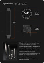 Load image into Gallery viewer, Supply Giant QDCM1460 60" Long Pre-Cut Black Steel Pipe with 1/4" Nominal Size Diameter