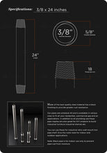 Load image into Gallery viewer, Supply Giant QDCM3824 24" Long Pre-Cut Black Steel Pipe with 3/8" Nominal Size Diameter