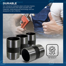 Load image into Gallery viewer, Supply Giant 3/4 Inch Black Pipe Nipple, Three Quarter Inch Malleable Steel Pipes Nipples Fitting Closed, Build DIY Vintage Furniture, 3/4" x 1" (Pack Of 10)